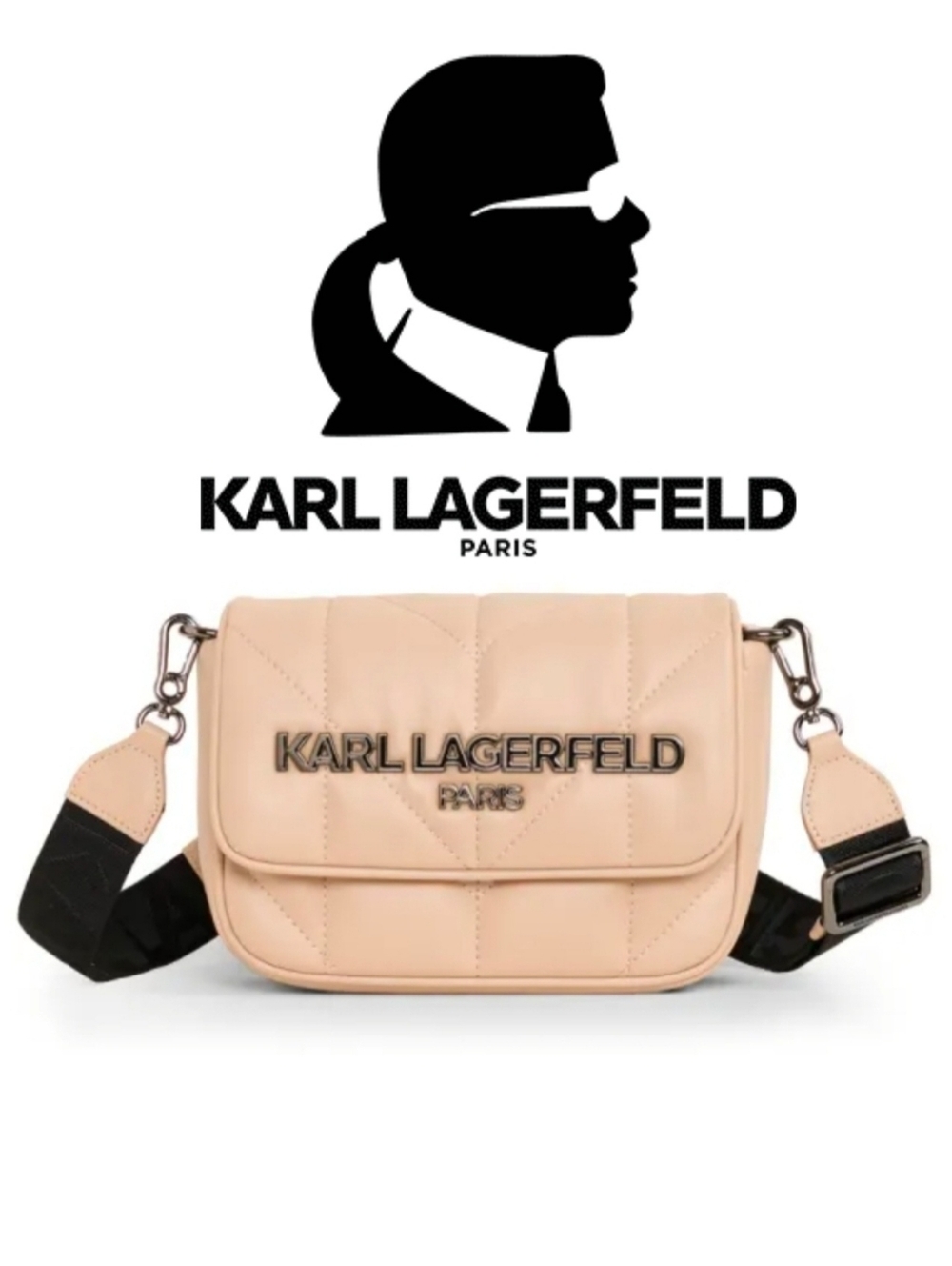 NWT Karl Lagerfeld Paris Voyage Messenger Bag Shell Color Handbag & Pouch